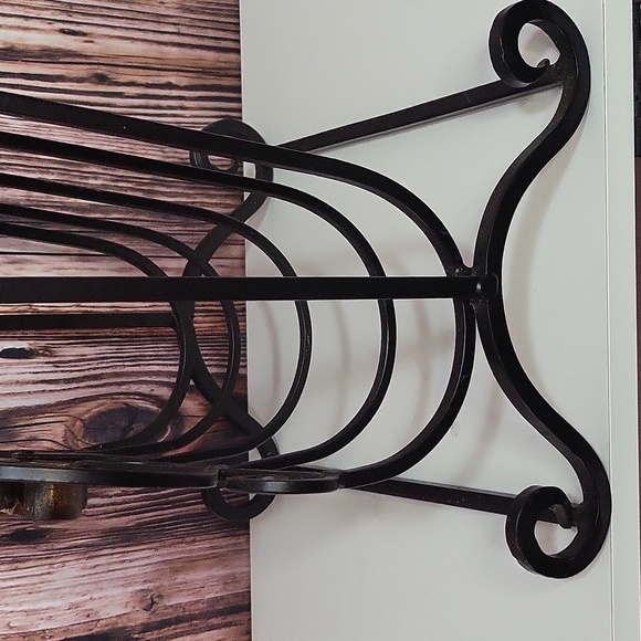 VTG Handcarved Wooden Fleur-de-lis Cast Iron decorative Towel Display Stand Rack - Picture 6 of 11